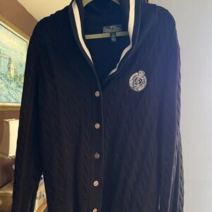 Lauren Ralph Lauren LRL Cable-Knit Crest Cardigan in Black